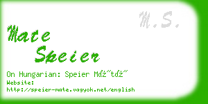 mate speier business card